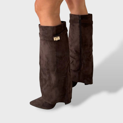 Botas Altas Mujer de Ante Clásicas Elegantes