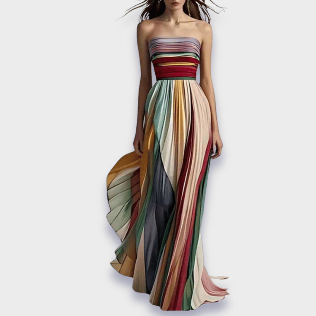 Vestido maxi Mujer Plisado sin Tirantes - Mavetta