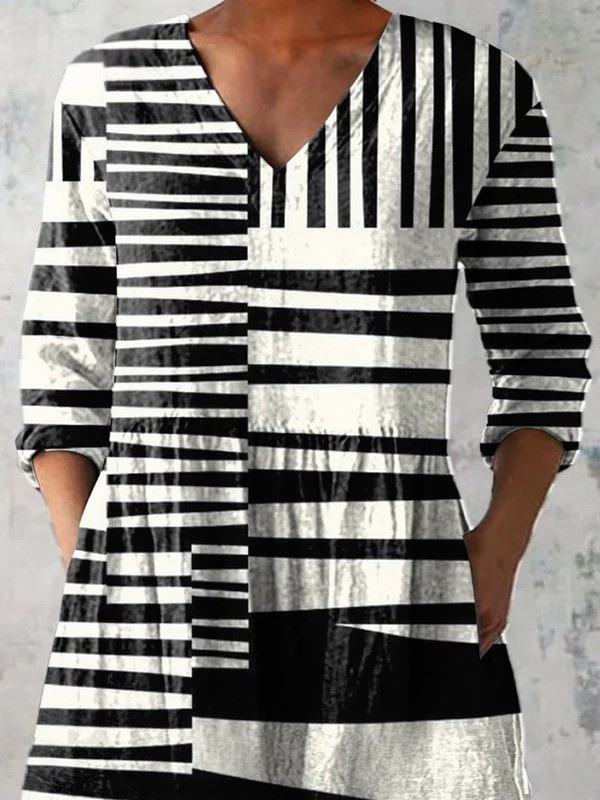 Blusa Mujer de Tejido Ligero Cuello en V Largo