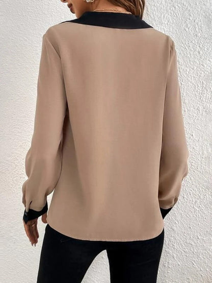 Camisa Formal Mujer de Algodón Cuello en V Primavera Verano