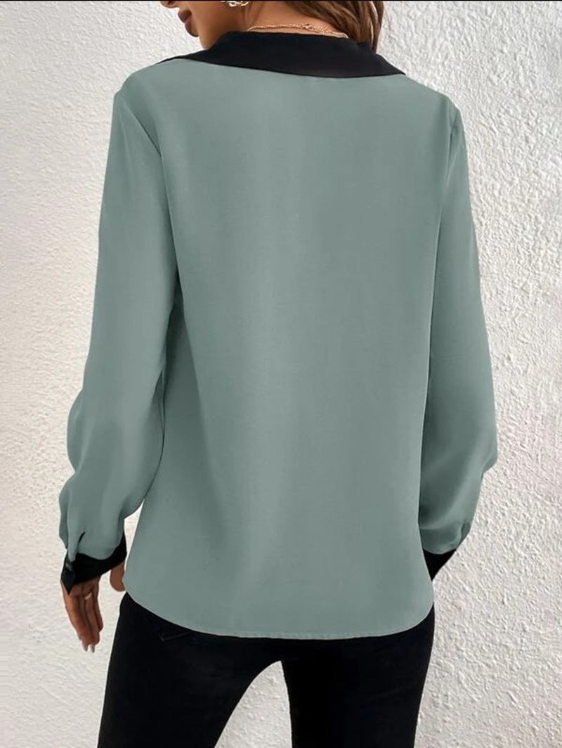 Camisa Formal Mujer de Algodón Cuello en V Primavera Verano