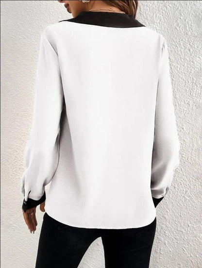 Camisa Formal Mujer de Algodón Cuello en V Primavera Verano