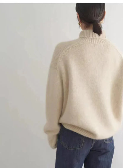 Jersey Mujer de Cachemir Cuello Alto Corte Atemporal