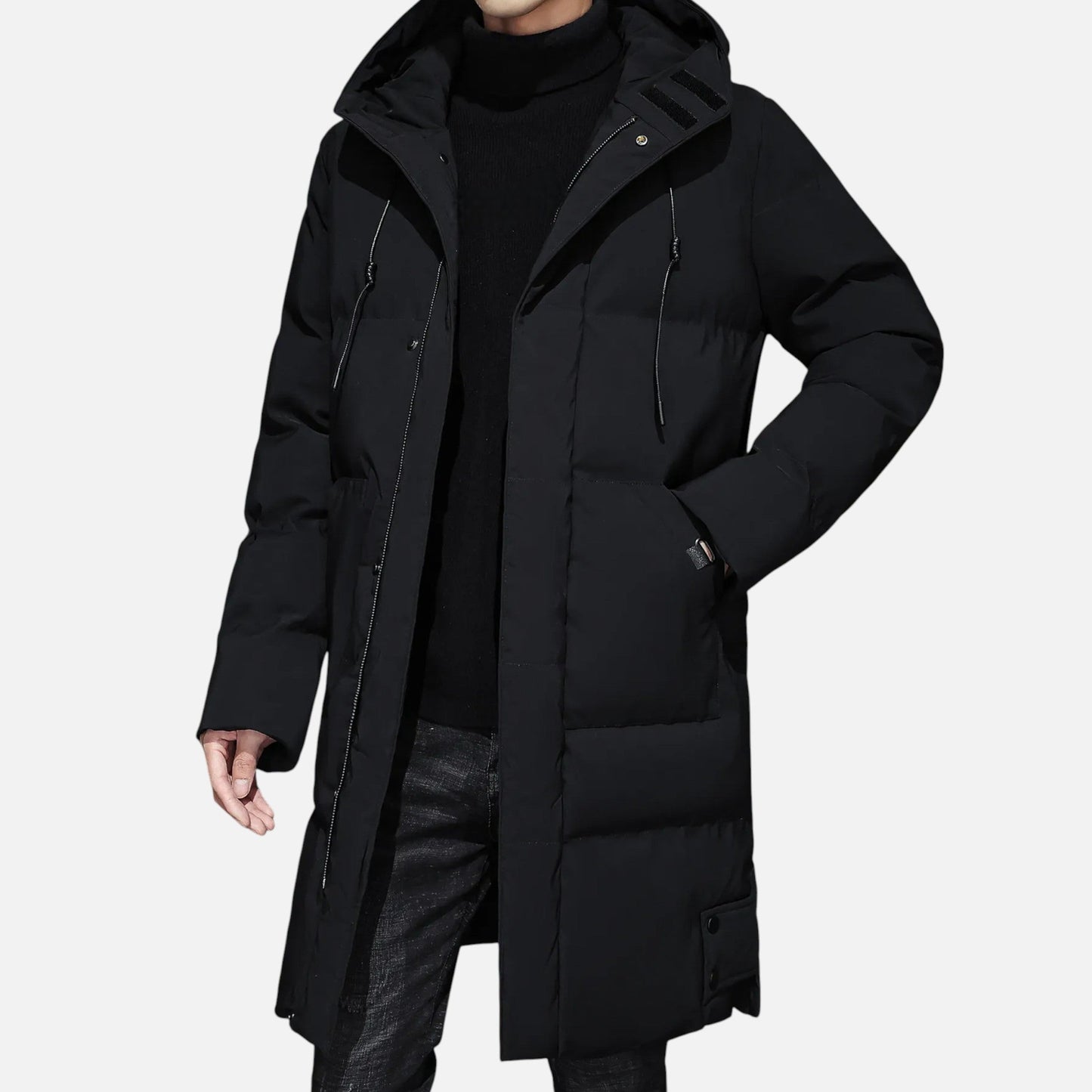 Chaqueta Hombre Acolchada Larga Invierno con Capucha