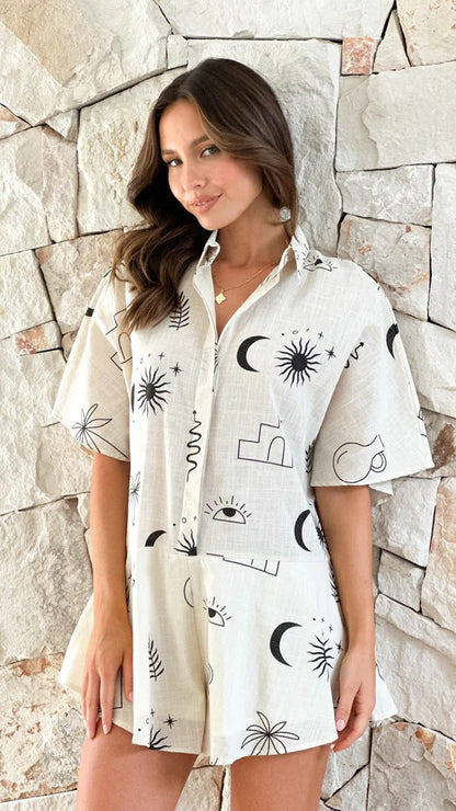 Mono Corto Mujer de Tejido Ligero Estampado Casual