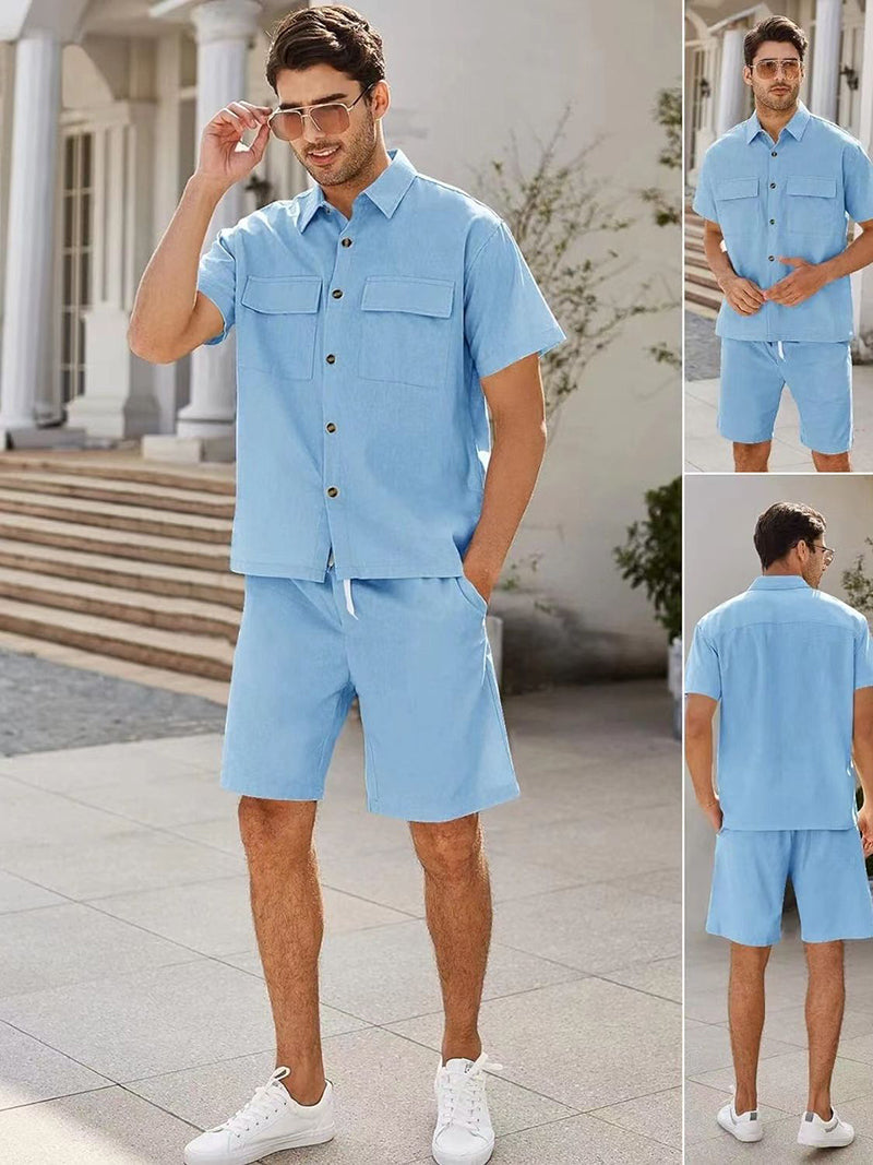Conjunto Veraniego Hombre Camiseta Algodón y Pantalón Corto