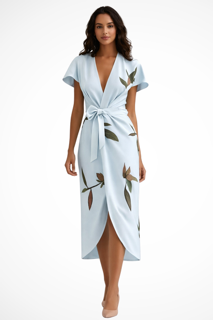 Vestido midi mujer cruzado verano elegante