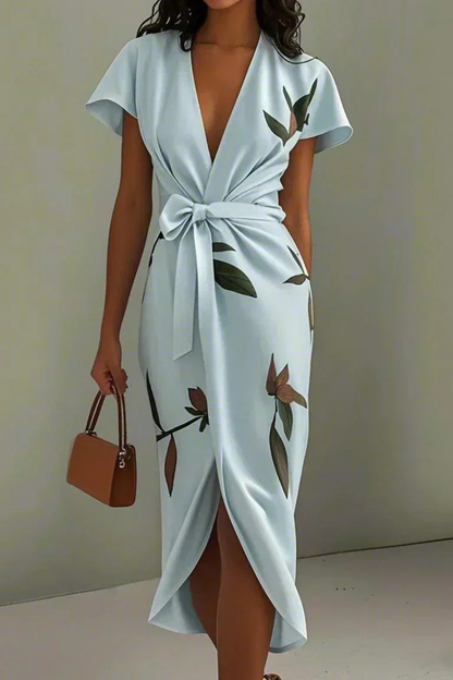 Vestido midi mujer cruzado verano elegante