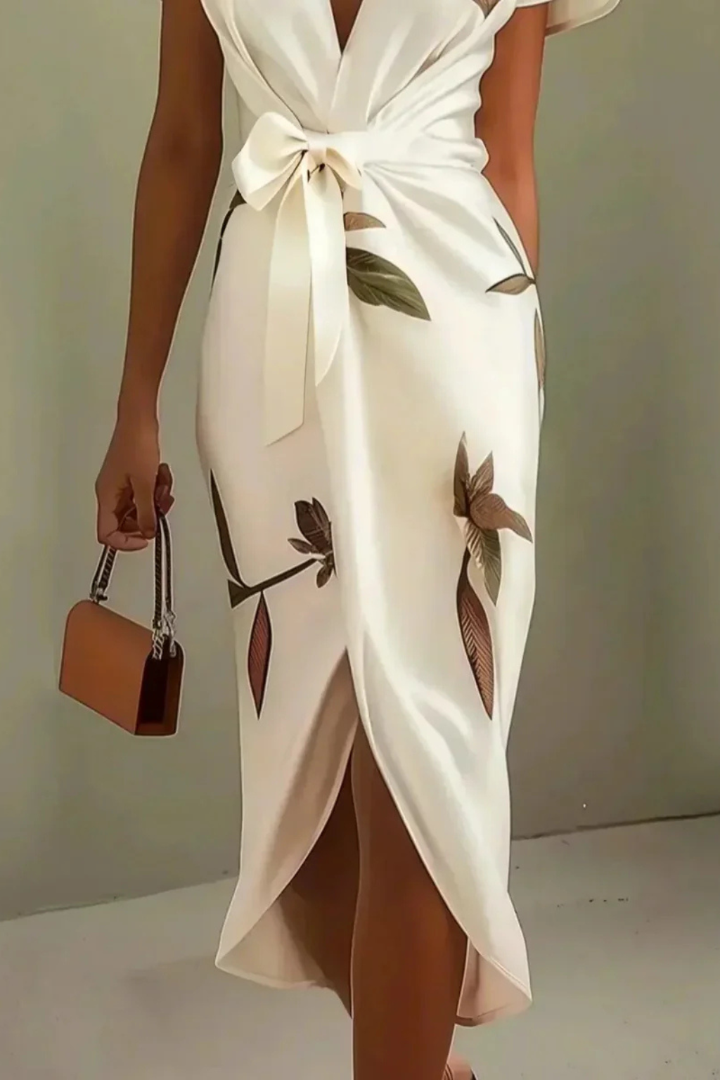 Vestido midi mujer estilo cruzado elegante