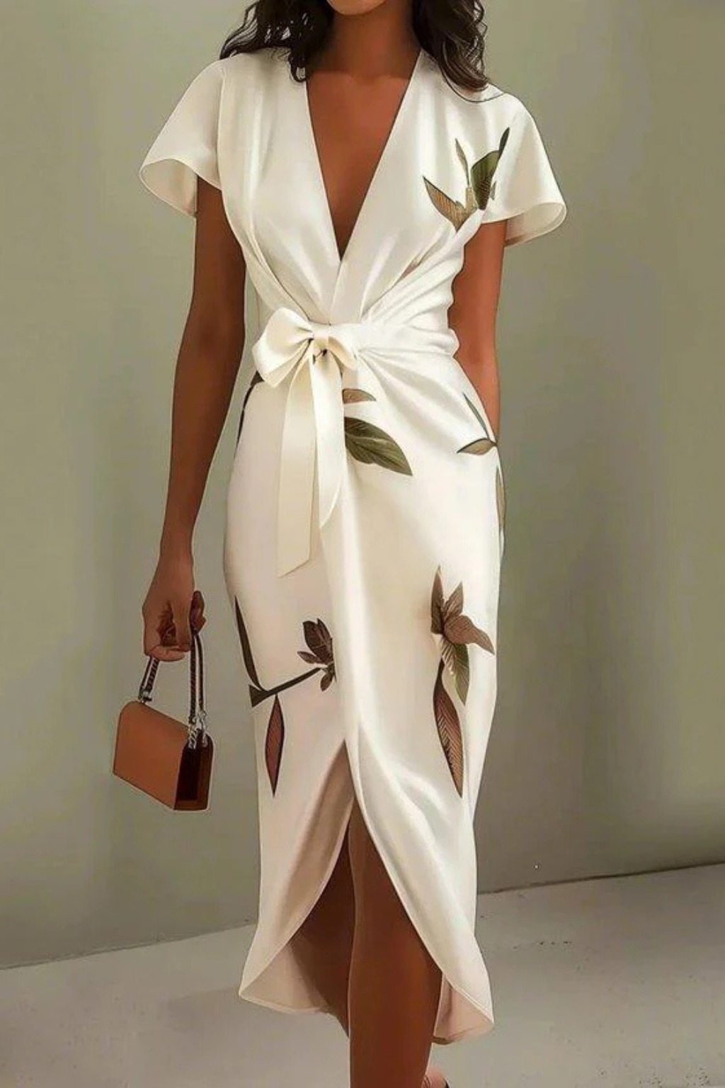 Vestido midi mujer estilo cruzado elegante