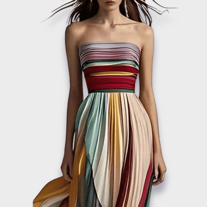 Vestido maxi Mujer Plisado sin Tirantes