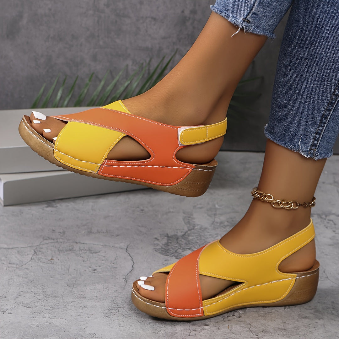 Sandalias Senderismo Mujer con Cuña y Tiras Ajustables
