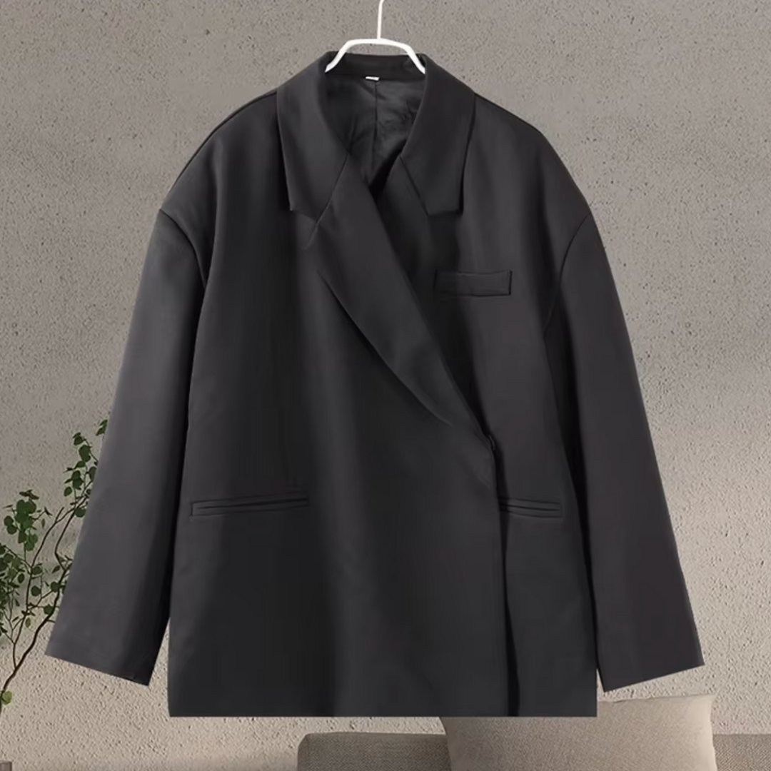 Blazer Mujer Oversize Solapa de Muesca Mangas Largas Botonadas