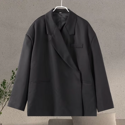 Blazer Mujer Oversize Solapa de Muesca Mangas Largas Botonadas