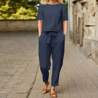 Conjunto Mujer de Lino y Pantalón Fluido