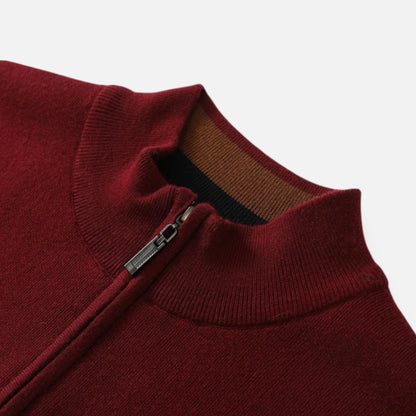 Suéter Hombre Lana Merino Media Cremallera Cuello Semi Alto