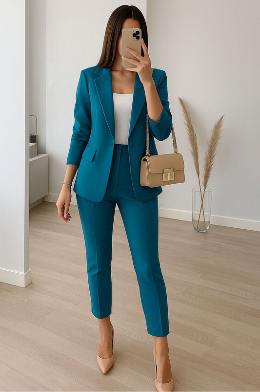 Traje Completo Mujer Pantalón y Blazer Casual Ajustado - Mavetta
