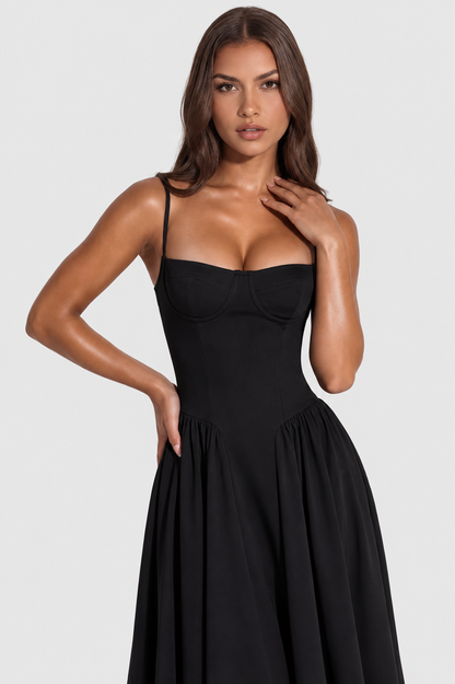 Vestido Midi Mujer Escote Corazón Ajustado