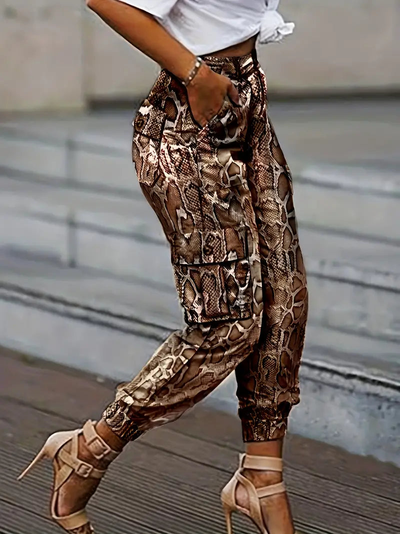 Pantalón Chándal Mujer Estampado Serpiente Ajuste Deportivo