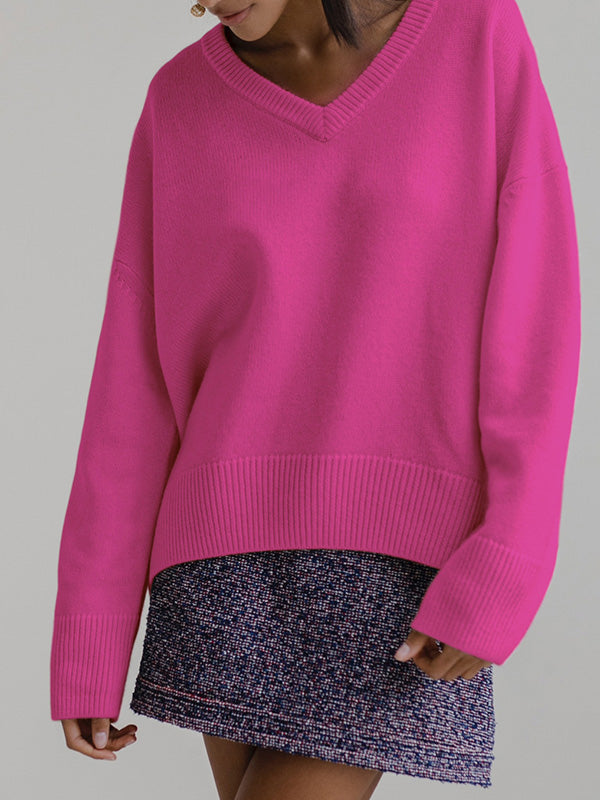 Jersey mujer de punto suave con cuello en v