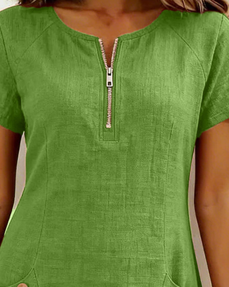 Vestido recto mujer con cremallera y bolsillos