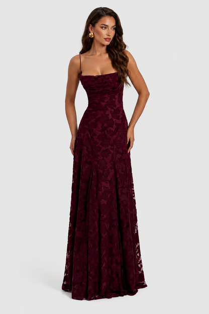 Vestido Largo Mujer de Encaje Floral Ajuste Holgado