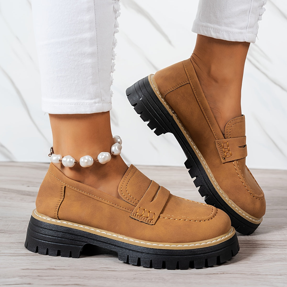 Mocasines Mujer Diseño Retro Suela Gruesa Comodos