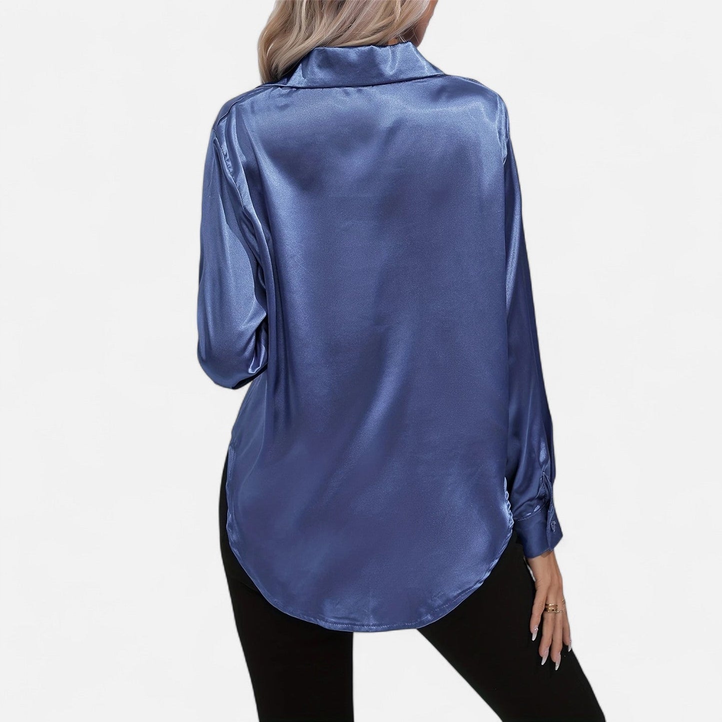 Camisa Mujer de Satén Cuello Clásico