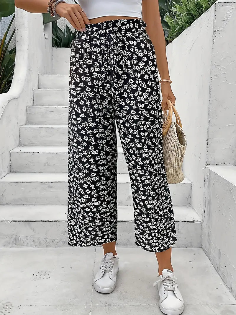 Pantalón Mujer Estampado Floral Corte Recto