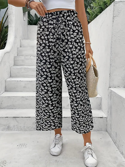 Pantalón Mujer Estampado Floral Corte Recto