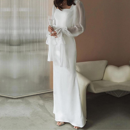 Vestido largo mujer escote cuadrado elegante
