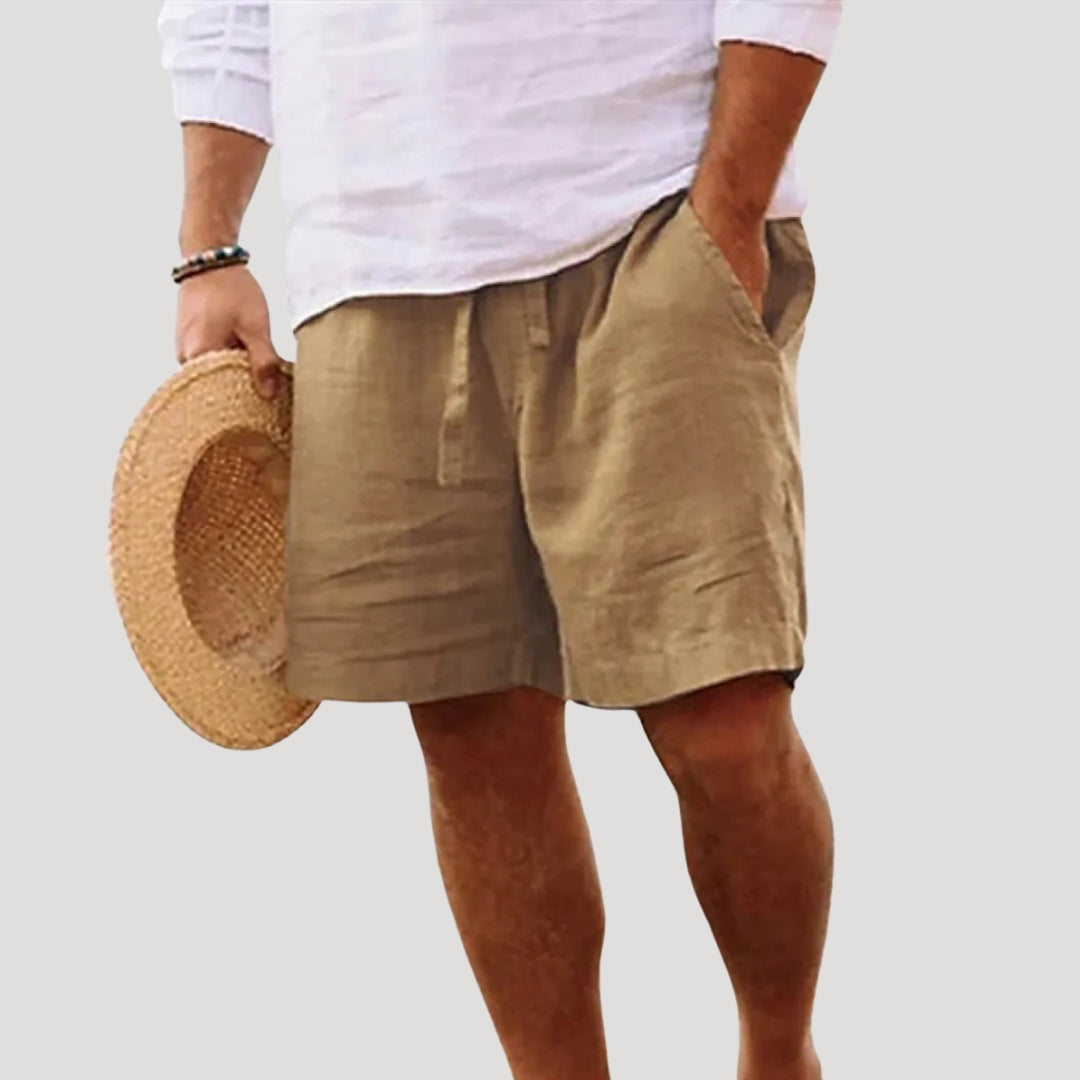 Pantalones Cortos Hombre de Lino Cintura Elástica Ajustable - Mavetta