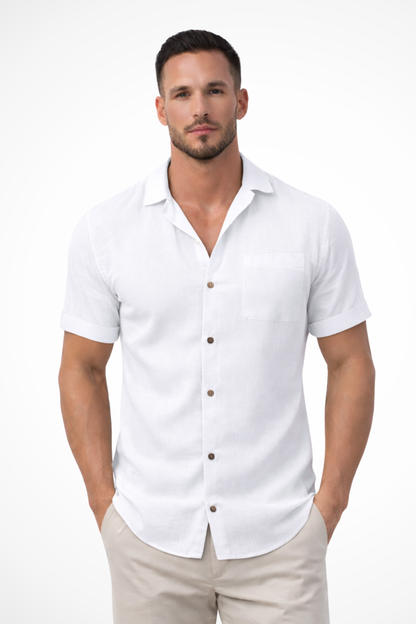 Camisa hombre manga corta botones verano ligera