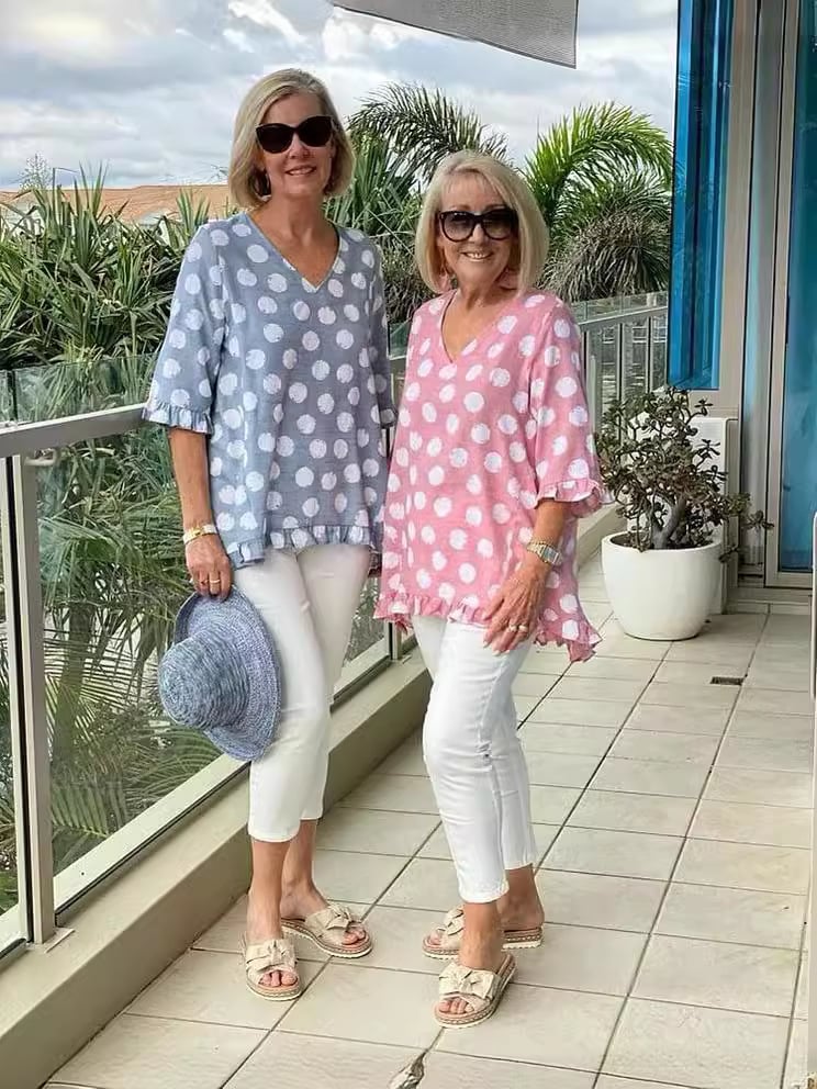 Blusa Mujer Estampada Escote en V Caída Fluida