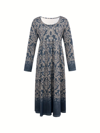 Vestido Midi Mujer Estampado Botánico Corte Ajustado