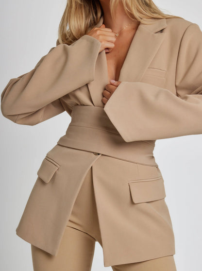 Blazer Mujer Entallado con Cinturón Ajustable