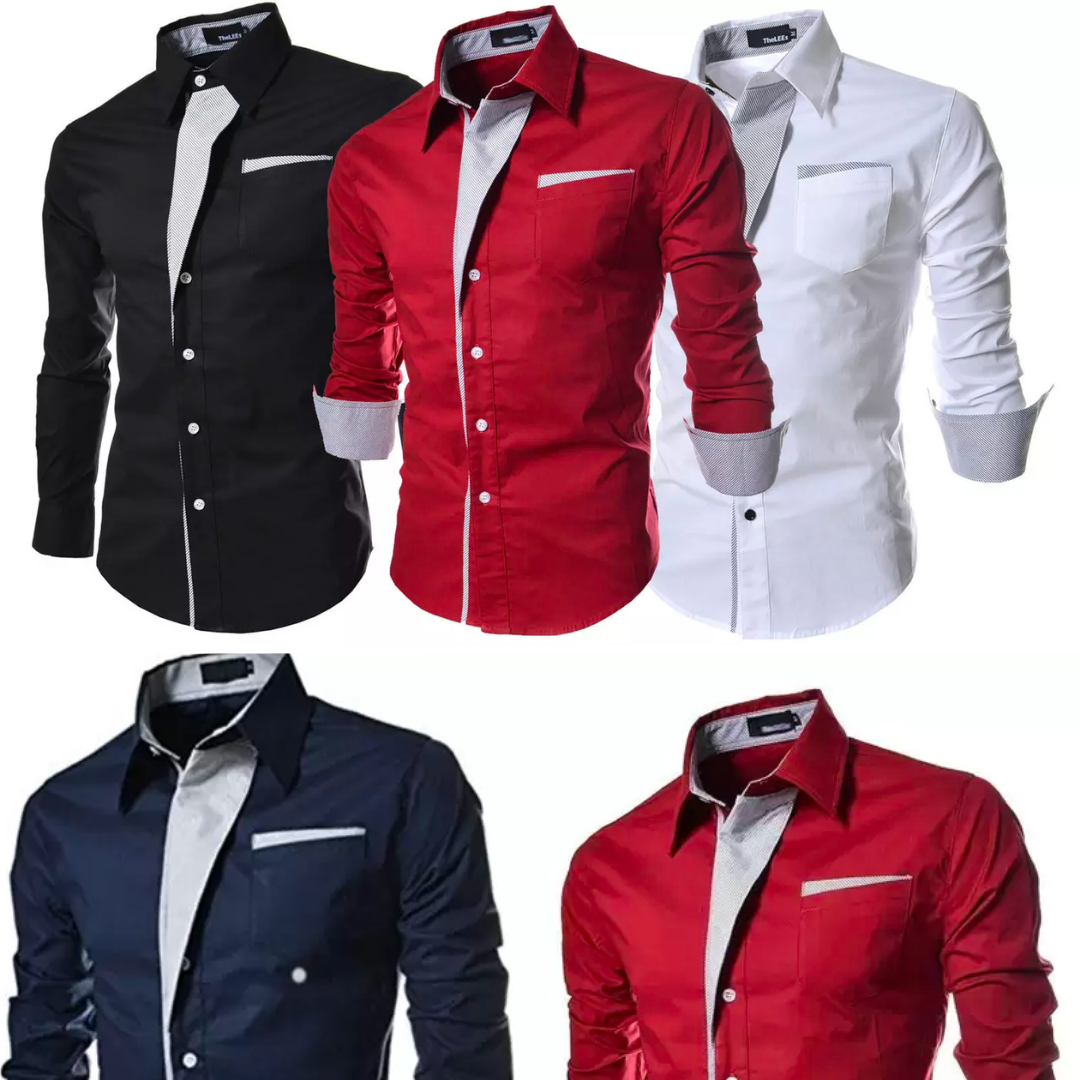 Camisa Hombre Manga Larga Cuello Clásico Cierre de Botones