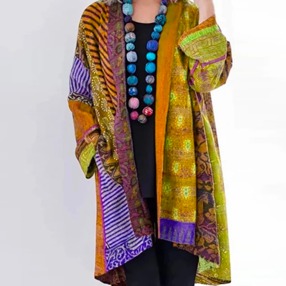 Kimono largo mujer fluido estampado étnico elegante