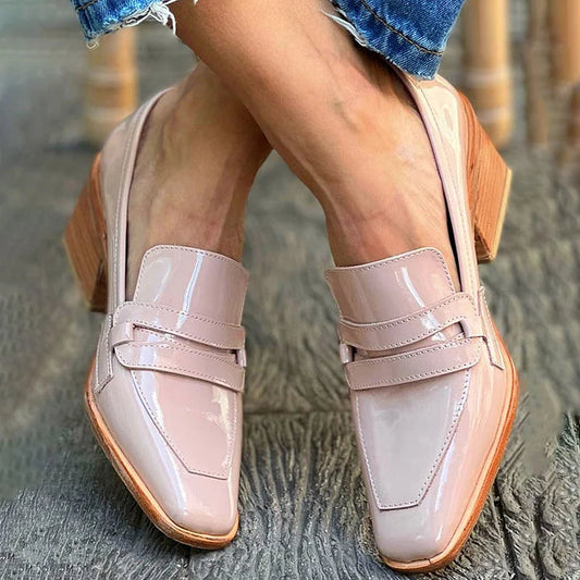 Mocasines Mujer de Piel Tacón Ancho Comodos Oficina - Mavetta