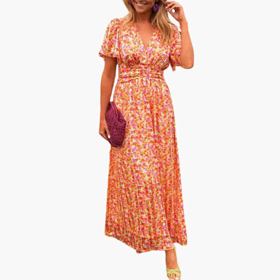 Vestido maxi mujer cruzado con escote en V - Mavetta