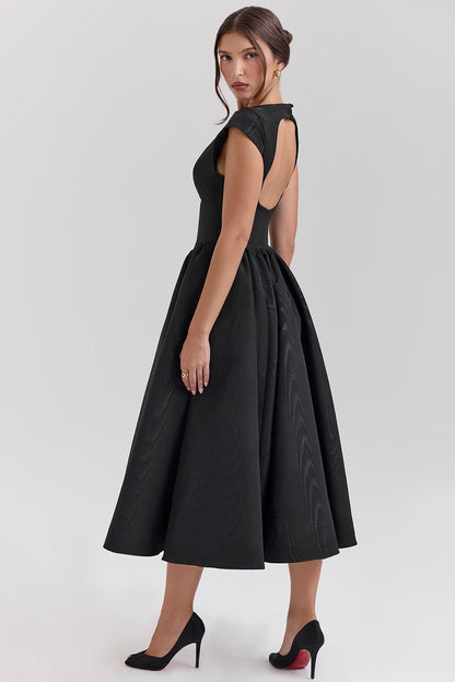 Vestido midi mujer sin mangas espalda descubierta corte línea a
