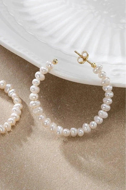 Pendientes Aro Mujer con Perlas Imitacion Elegantes