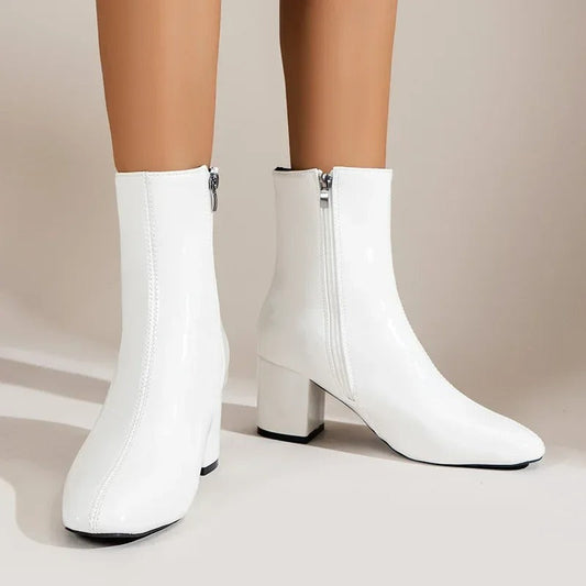 Botines Mujer Tacón Ancho Cremallera Lateral - Mavetta