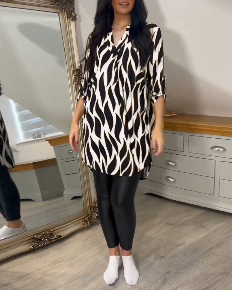 Blusa Mujer Túnica Estampado Gráfico Ajuste Suelto