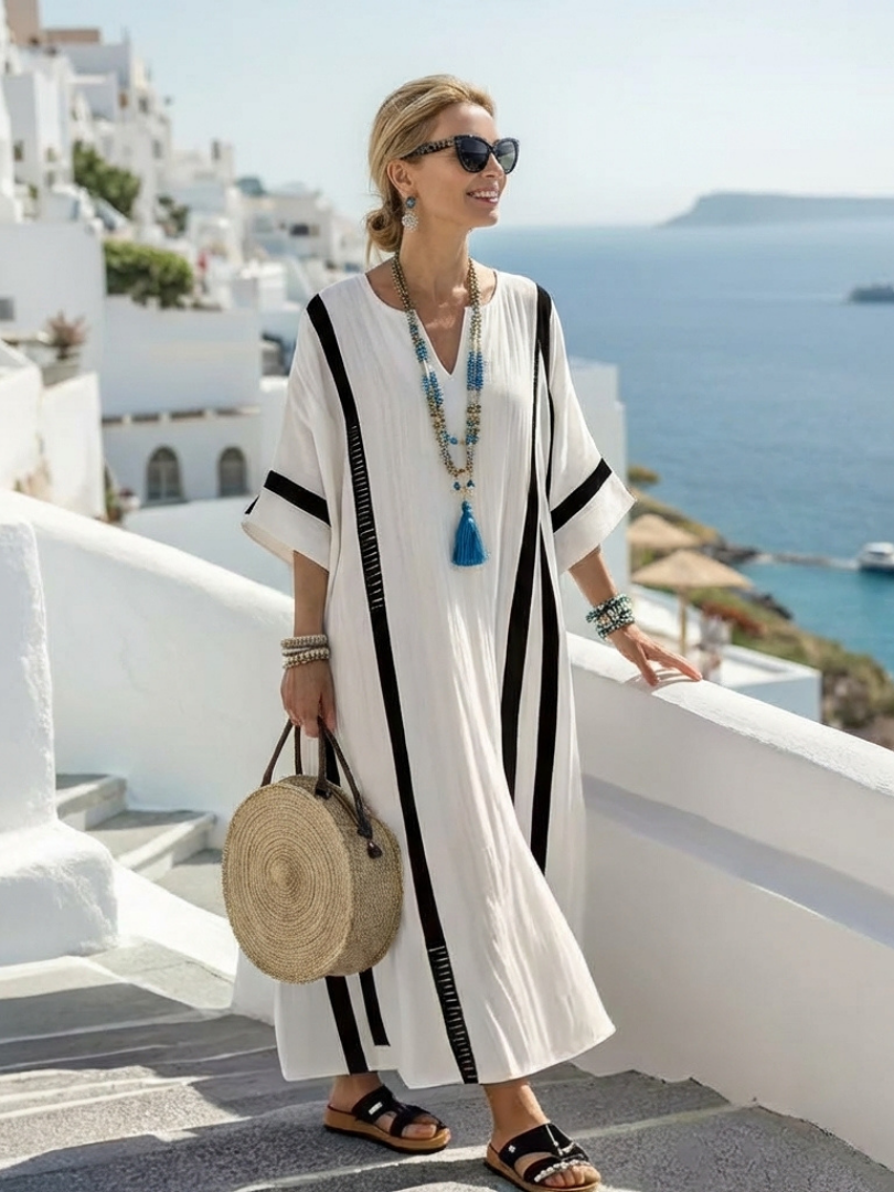 Vestido maxi mujer de tela fresca y corte elegante - Mavetta