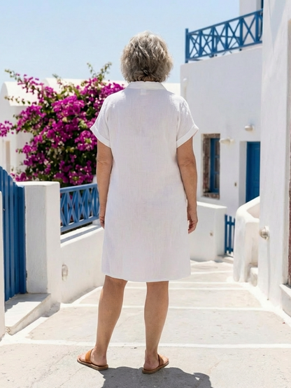 Vestido Mujer Midi con Bolsillos Tela Fresca Ajuste Elegante
