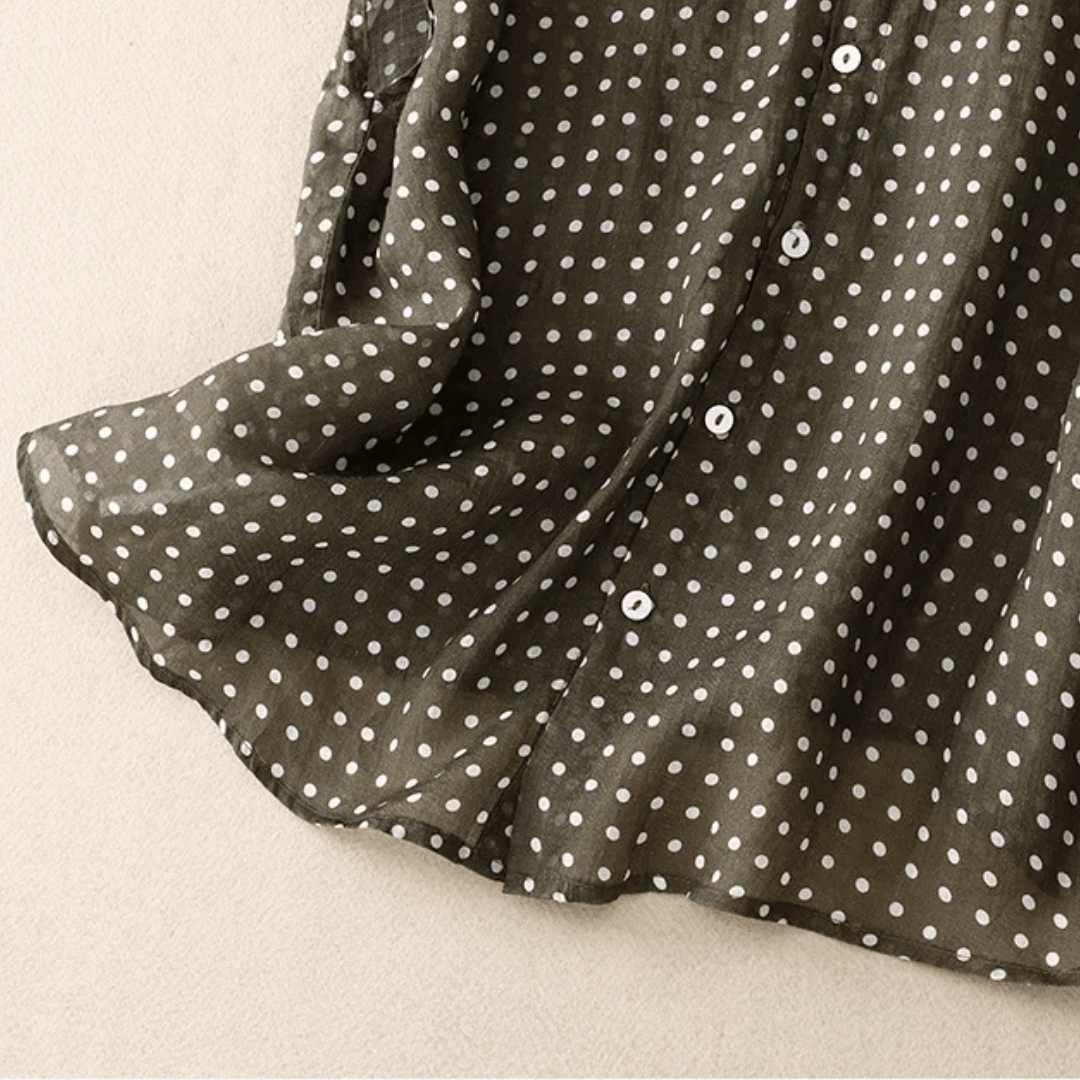 Camisa mujer de algodón y lino manga corta estampada