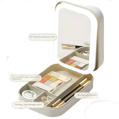 Neceser Maquillaje Portátil con Espejo LED Viaje