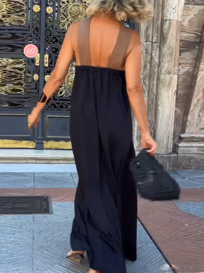 Vestido largo mujer con espalda cruzada y caída fluida