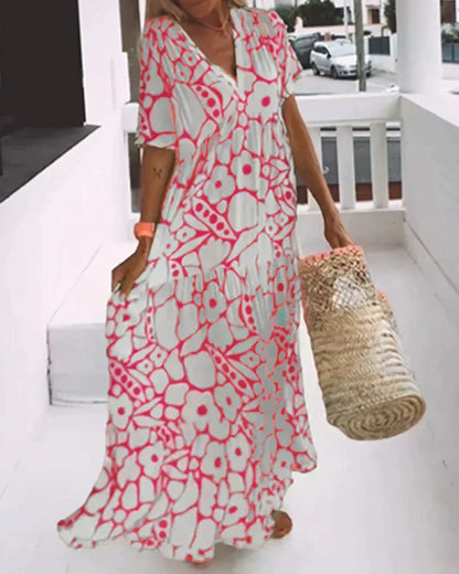 Vestido largo mujer fluido estampado gráfico verano